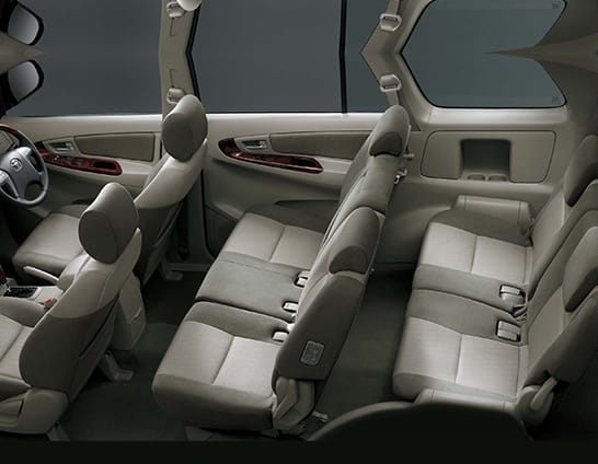 Innova interior for private intercity travel