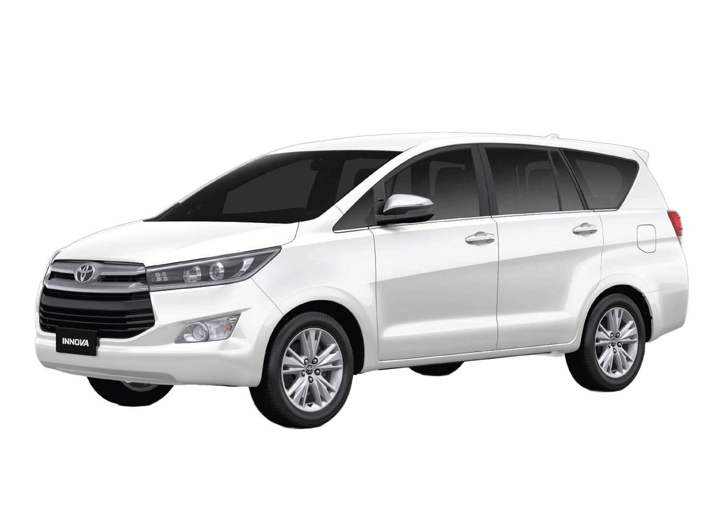 White Toyota Innova shown from the front three-quarter angle