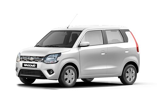 Silver Maruti Suzuki WagonR shown from the front three-quarter angle